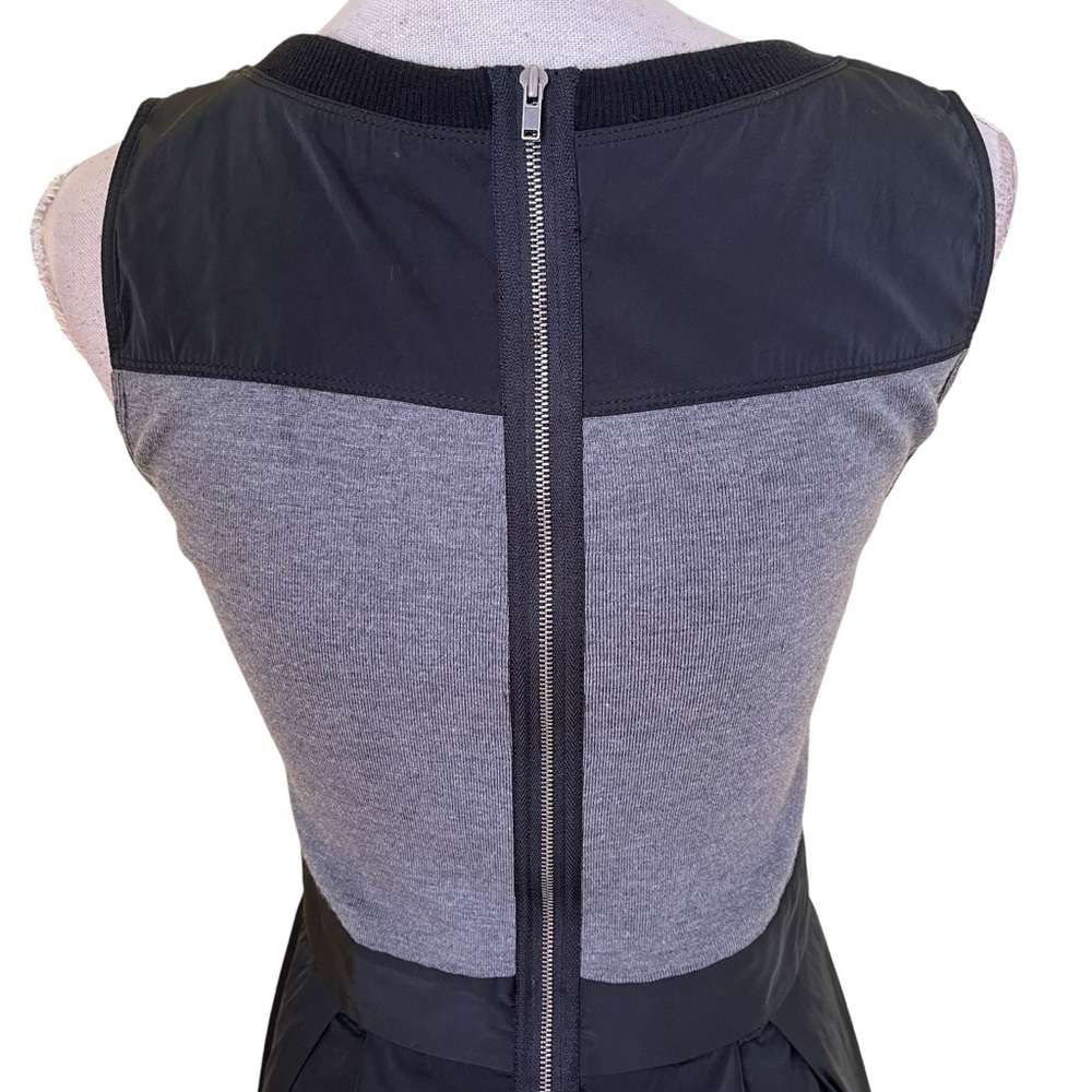 Theory Gray and Black Sleeveless Aline Mixed Fabric Mini Dress 4 - Picture 13 of 16